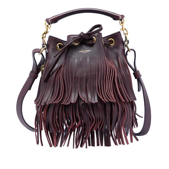 Saint Laurent Handbags - Pre-Loved Saint Laurent Small Calfskin Emmanuelle Fringe Bucket Bag